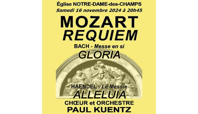 Eglise Notre Dame des Champs : Mozart — Requiem, Bach — Messe Gloria en si, Händel — Alleluia Messiah